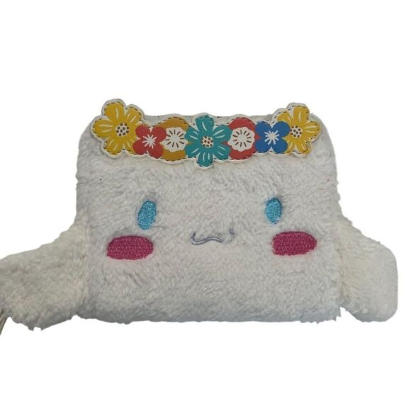 Loungefly Cinnamoroll White Plush Wallet Coin Purse Sanrio Floral Crown Zipper - Picture 2 of 6